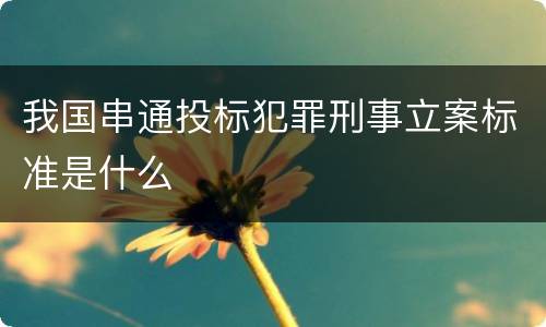 我国串通投标犯罪刑事立案标准是什么
