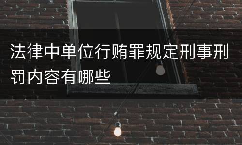 法律中单位行贿罪规定刑事刑罚内容有哪些