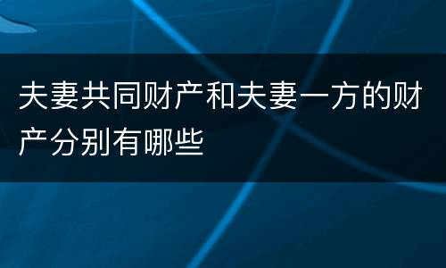 夫妻共同财产和夫妻一方的财产分别有哪些