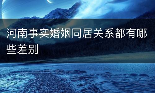 河南事实婚姻同居关系都有哪些差别