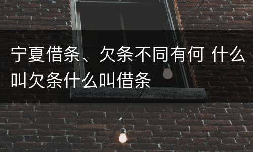 宁夏借条、欠条不同有何 什么叫欠条什么叫借条