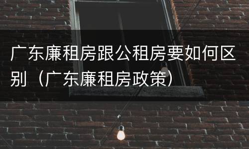 广东廉租房跟公租房要如何区别（广东廉租房政策）