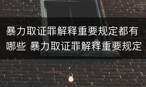 暴力取证罪解释重要规定都有哪些 暴力取证罪解释重要规定都有哪些案件