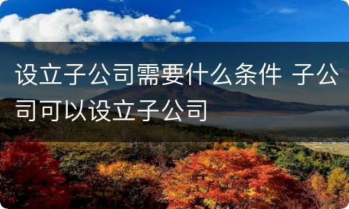 设立子公司需要什么条件 子公司可以设立子公司
