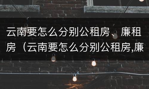 云南要怎么分别公租房、廉租房（云南要怎么分别公租房,廉租房和住宅）