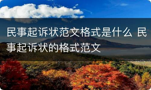 民事起诉状范文格式是什么 民事起诉状的格式范文