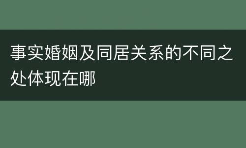 事实婚姻及同居关系的不同之处体现在哪
