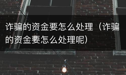 诈骗的资金要怎么处理（诈骗的资金要怎么处理呢）