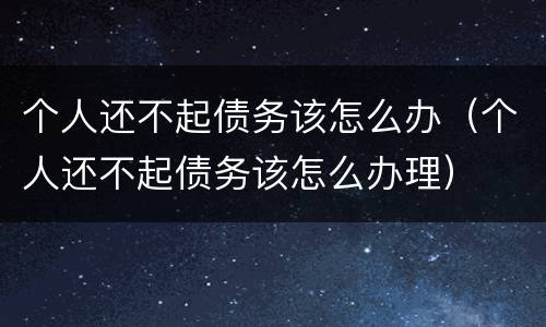 个人还不起债务该怎么办（个人还不起债务该怎么办理）