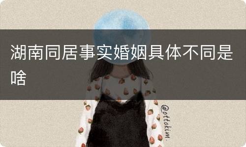 湖南同居事实婚姻具体不同是啥