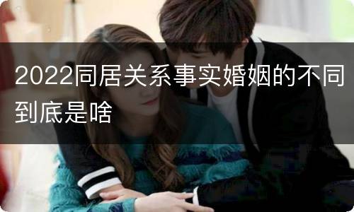 2022同居关系事实婚姻的不同到底是啥
