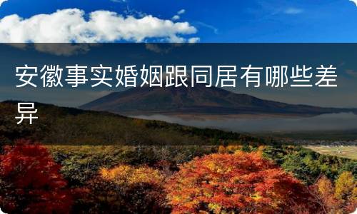 安徽事实婚姻跟同居有哪些差异