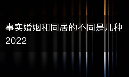 事实婚姻和同居的不同是几种2022