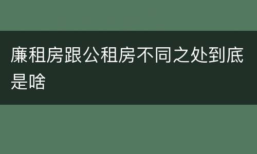 廉租房跟公租房不同之处到底是啥