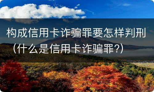 构成信用卡诈骗罪要怎样判刑（什么是信用卡诈骗罪?）