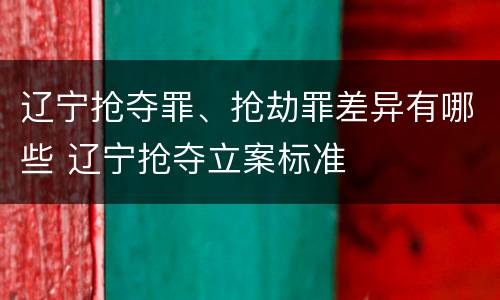 辽宁抢夺罪、抢劫罪差异有哪些 辽宁抢夺立案标准