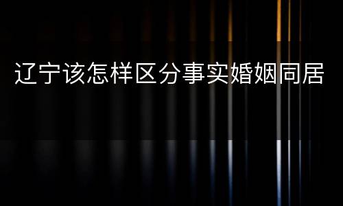 辽宁该怎样区分事实婚姻同居