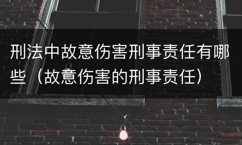 刑法中故意伤害刑事责任有哪些（故意伤害的刑事责任）