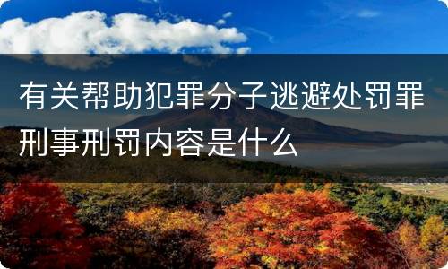 有关帮助犯罪分子逃避处罚罪刑事刑罚内容是什么