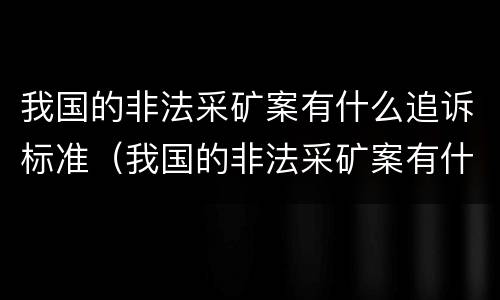 我国的非法采矿案有什么追诉标准（我国的非法采矿案有什么追诉标准吗）