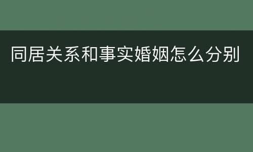 同居关系和事实婚姻怎么分别
