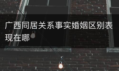 广西同居关系事实婚姻区别表现在哪