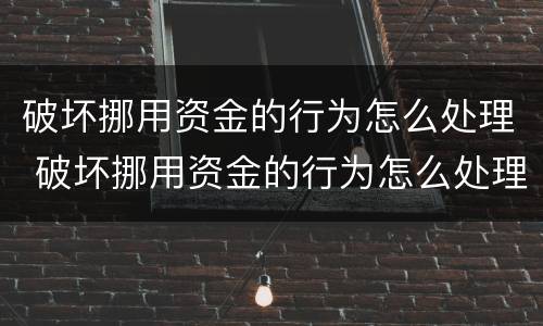 破坏挪用资金的行为怎么处理 破坏挪用资金的行为怎么处理呢