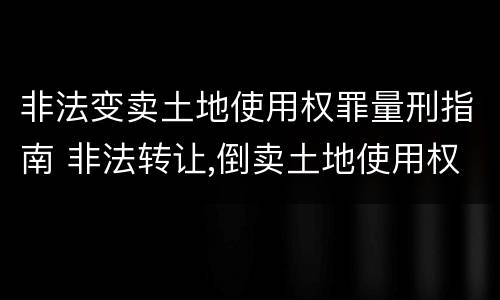 非法变卖土地使用权罪量刑指南 非法转让,倒卖土地使用权罪定罪标准