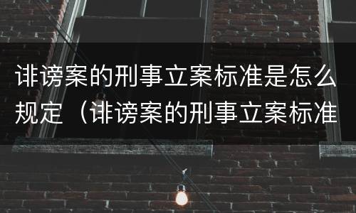 诽谤案的刑事立案标准是怎么规定（诽谤案的刑事立案标准是怎么规定的）