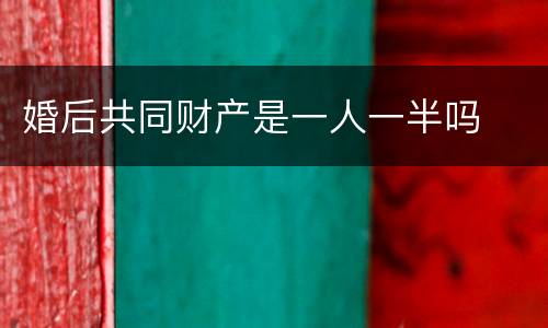 婚后共同财产是一人一半吗