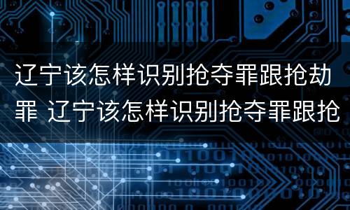 辽宁该怎样识别抢夺罪跟抢劫罪 辽宁该怎样识别抢夺罪跟抢劫罪呢