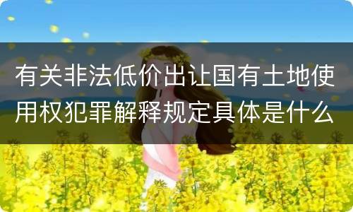 有关非法低价出让国有土地使用权犯罪解释规定具体是什么