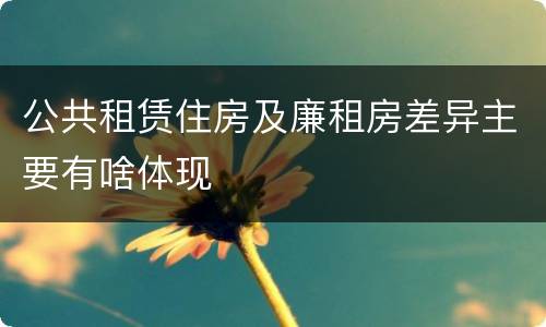 公共租赁住房及廉租房差异主要有啥体现