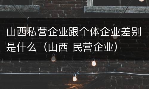 山西私营企业跟个体企业差别是什么（山西 民营企业）
