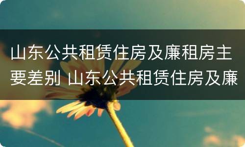 山东公共租赁住房及廉租房主要差别 山东公共租赁住房及廉租房主要差别在哪