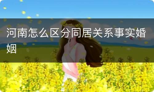 河南怎么区分同居关系事实婚姻