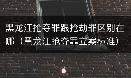 黑龙江抢夺罪跟抢劫罪区别在哪（黑龙江抢夺罪立案标准）