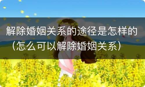 解除婚姻关系的途径是怎样的（怎么可以解除婚姻关系）