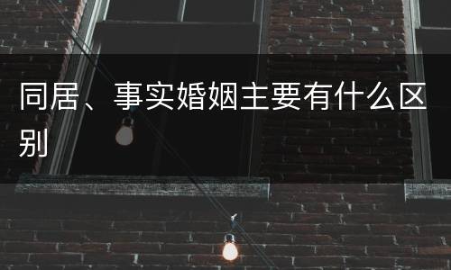同居、事实婚姻主要有什么区别
