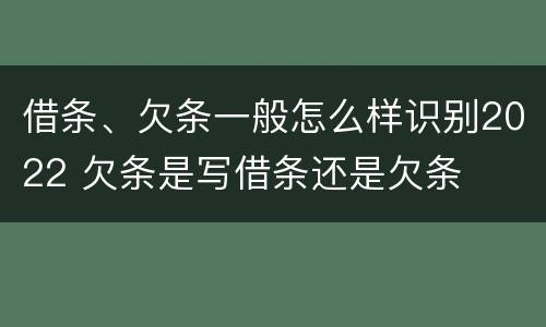 借条、欠条一般怎么样识别2022 欠条是写借条还是欠条