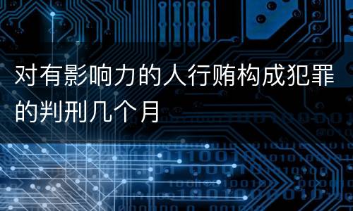 对有影响力的人行贿构成犯罪的判刑几个月