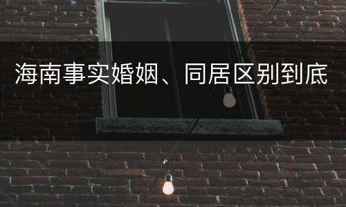 海南事实婚姻、同居区别到底