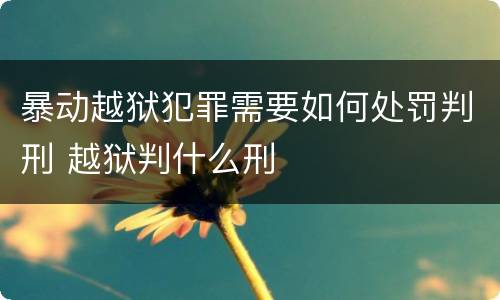 暴动越狱犯罪需要如何处罚判刑 越狱判什么刑