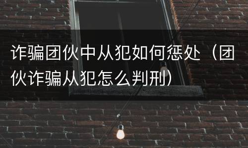 诈骗团伙中从犯如何惩处（团伙诈骗从犯怎么判刑）