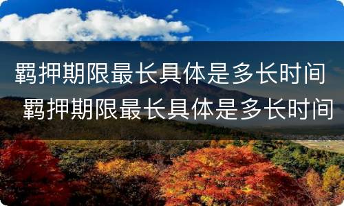 羁押期限最长具体是多长时间 羁押期限最长具体是多长时间内