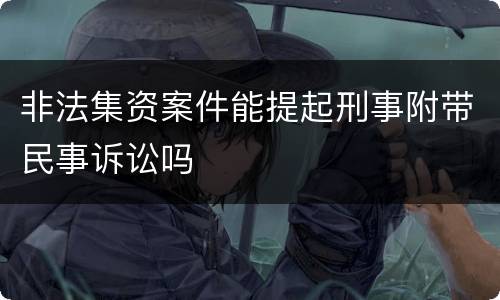 非法集资案件能提起刑事附带民事诉讼吗