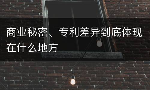 商业秘密、专利差异到底体现在什么地方