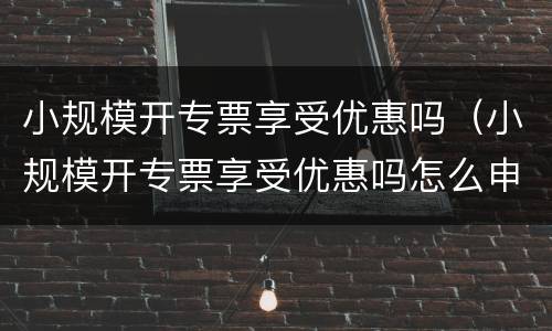 小规模开专票享受优惠吗（小规模开专票享受优惠吗怎么申请）