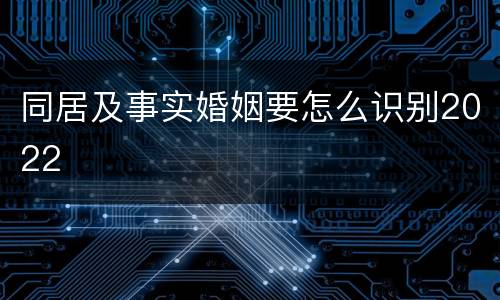 同居及事实婚姻要怎么识别2022