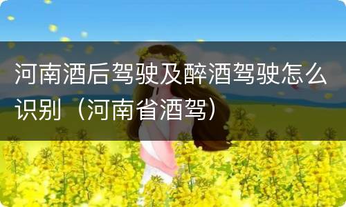 河南酒后驾驶及醉酒驾驶怎么识别（河南省酒驾）